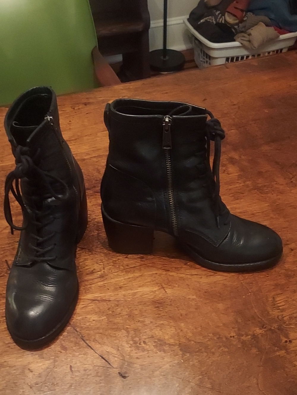 Patricia Nash Black Lace-Up Side-Zip Ankle Boots